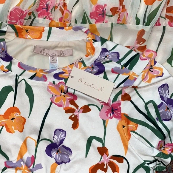 Fairy Core Colorful Blooms Floral Chiffon Skirt Mini Dress Size Small - Picture 9 of 12